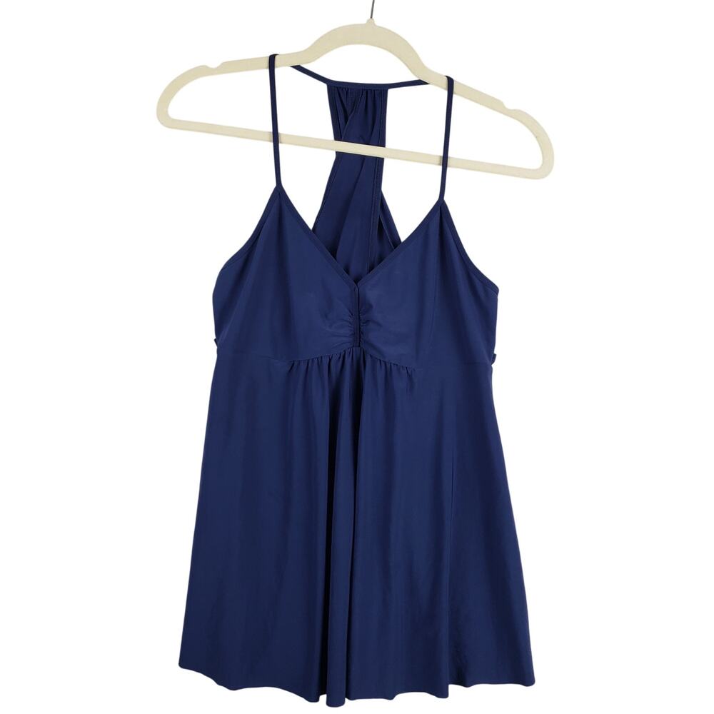 Express Women's S Babydoll Twist Back Tank Top Solid Dark Blue‎ Flowy Going Out